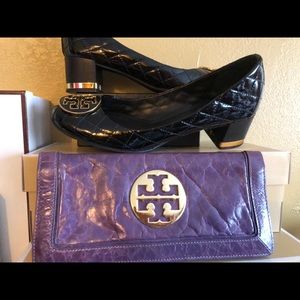 Tory Burch purple clutch/ wallet